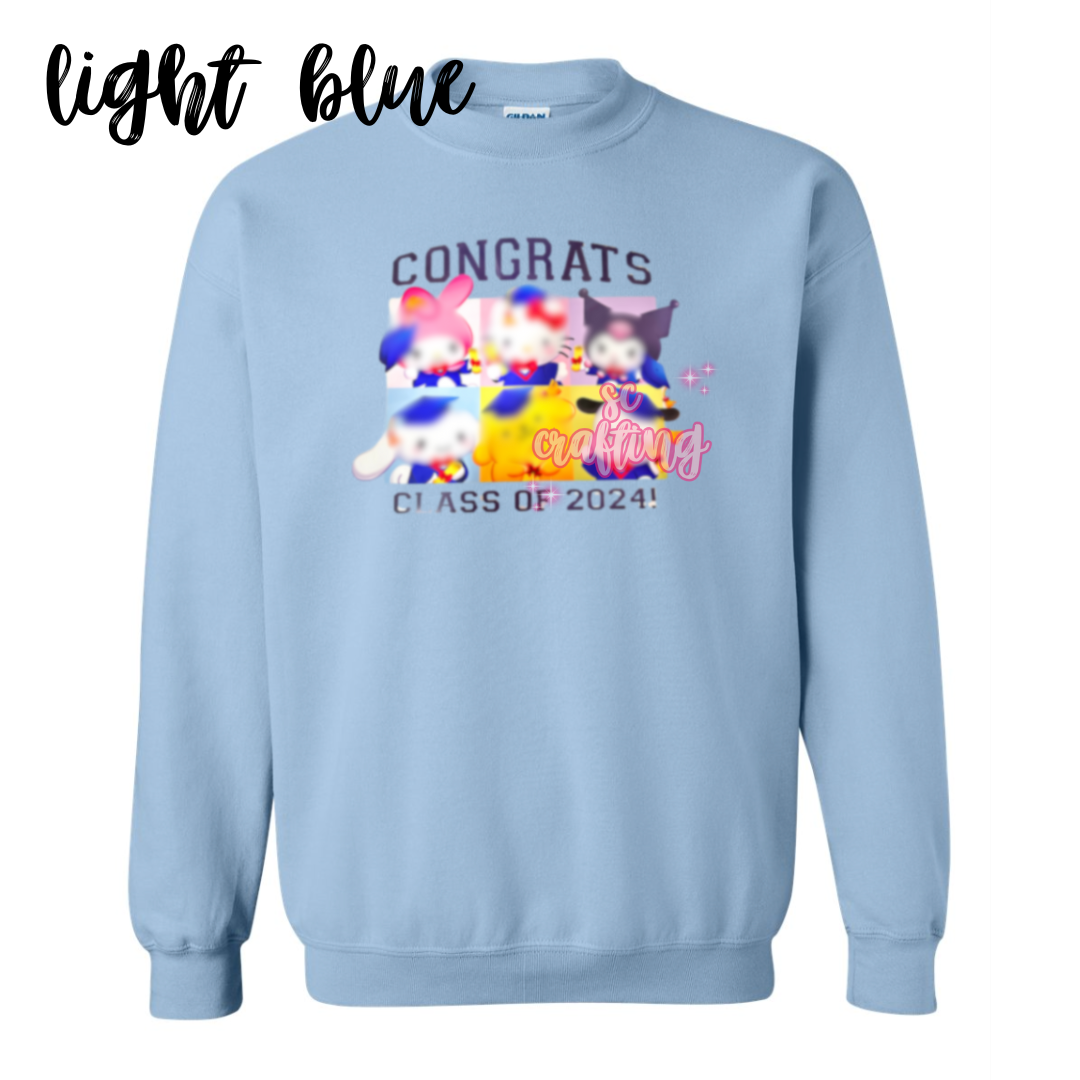 Black Kitty Graduation Crewneck