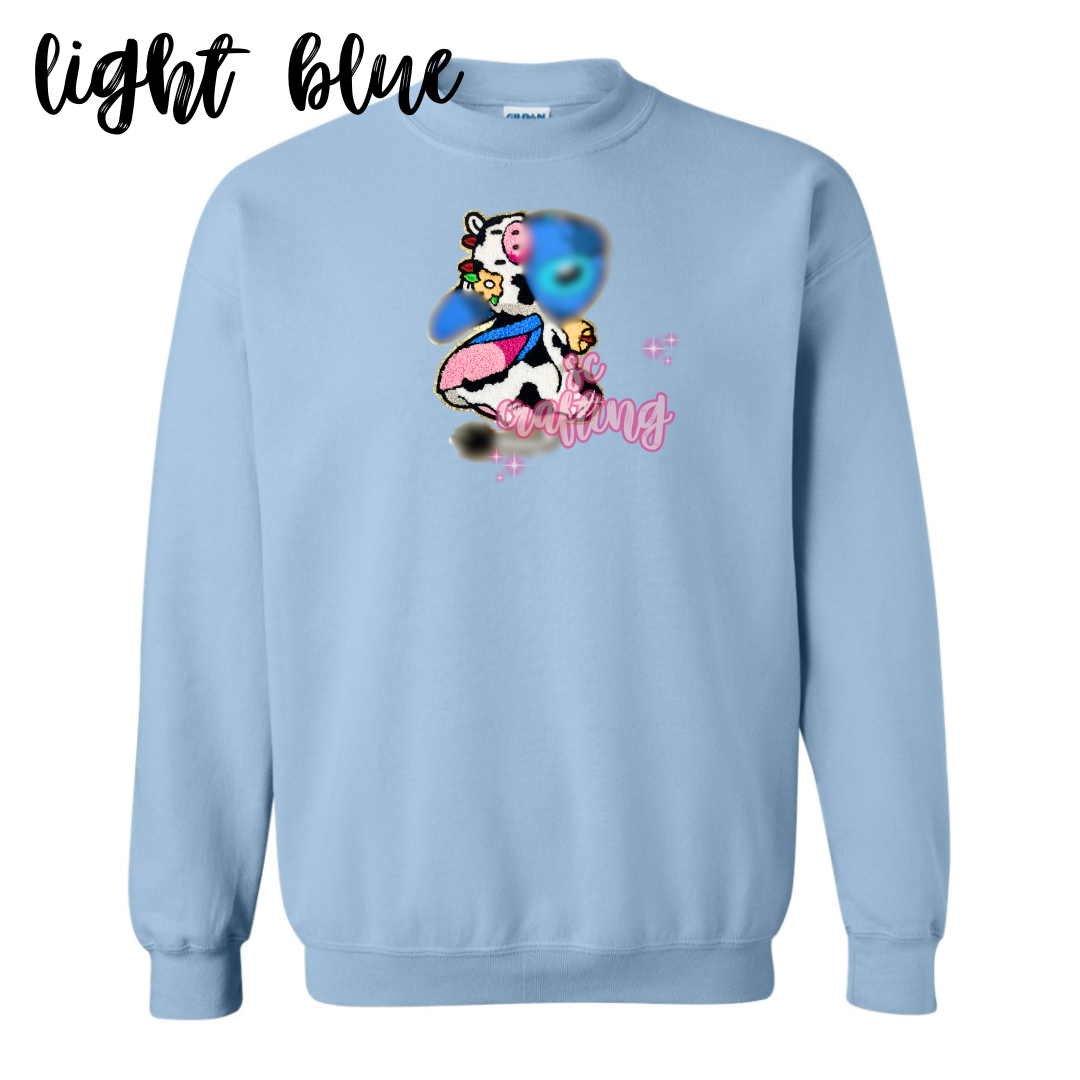 Blue Cow Patch Crewneck