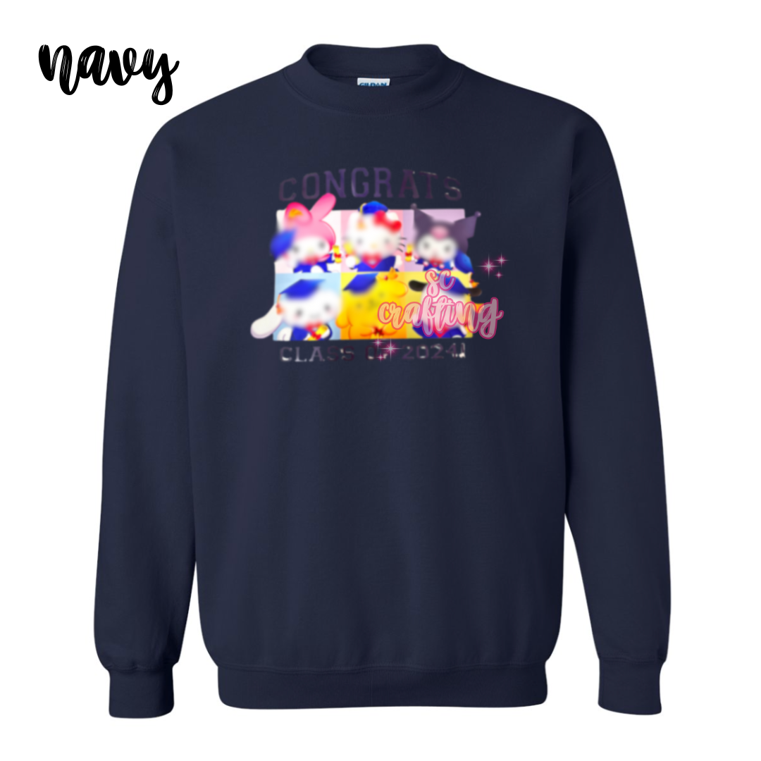 Black Kitty Graduation Crewneck