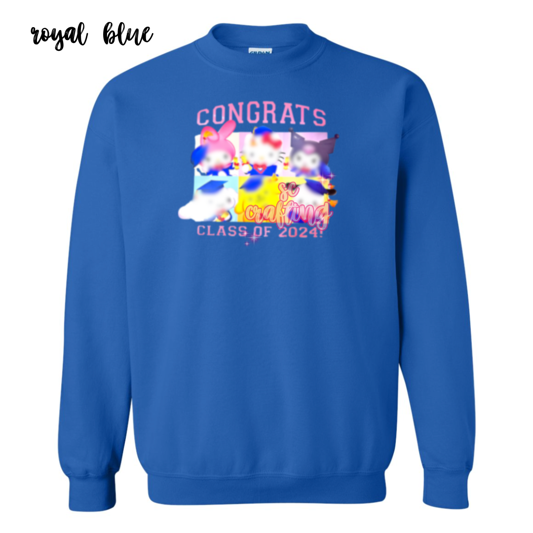 Pink Kitty Graduation Crewneck