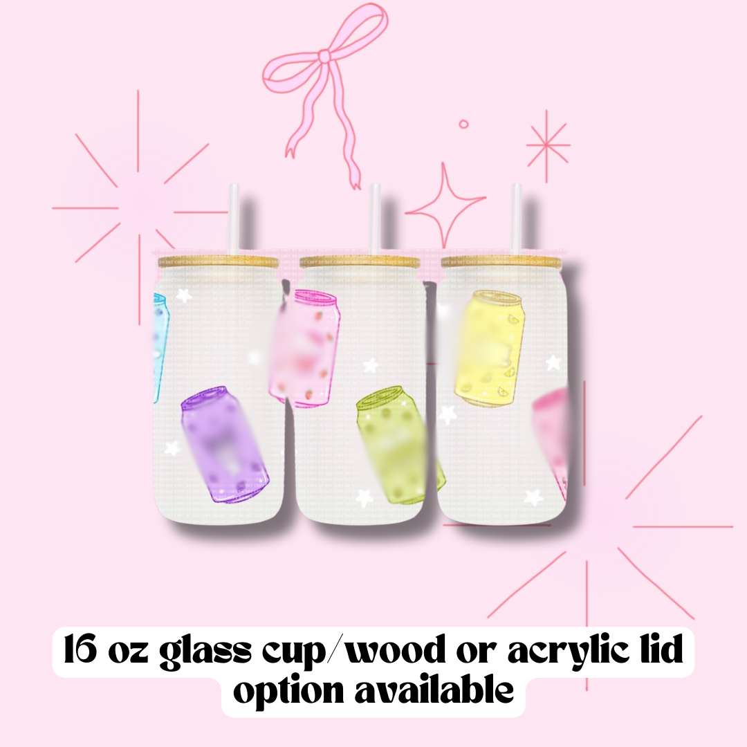 Kawaii Soda 16 oz Glass Can