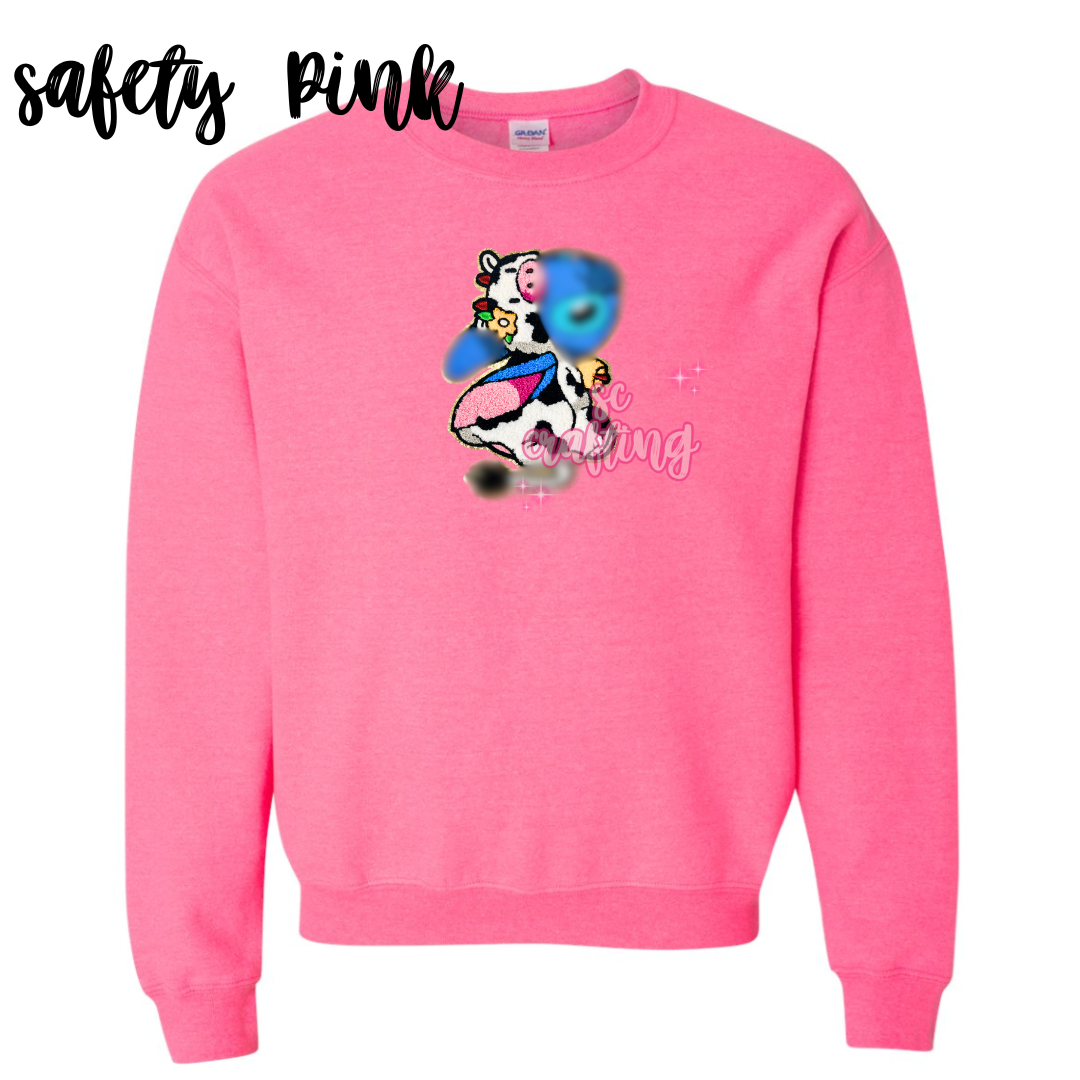 Blue Cow Patch Crewneck