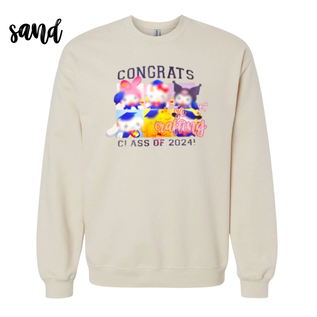 Black Kitty Graduation Crewneck