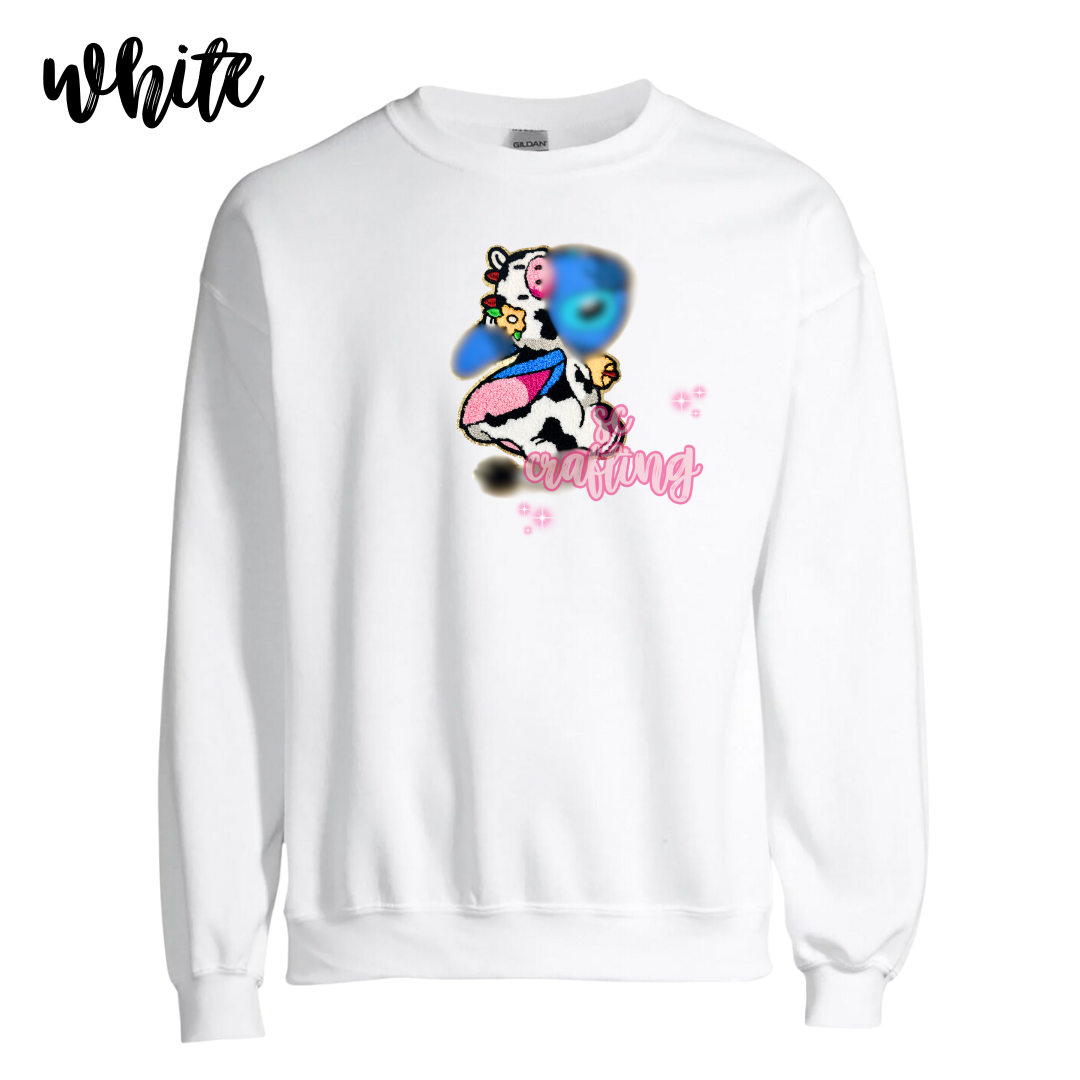 Blue Cow Patch Crewneck