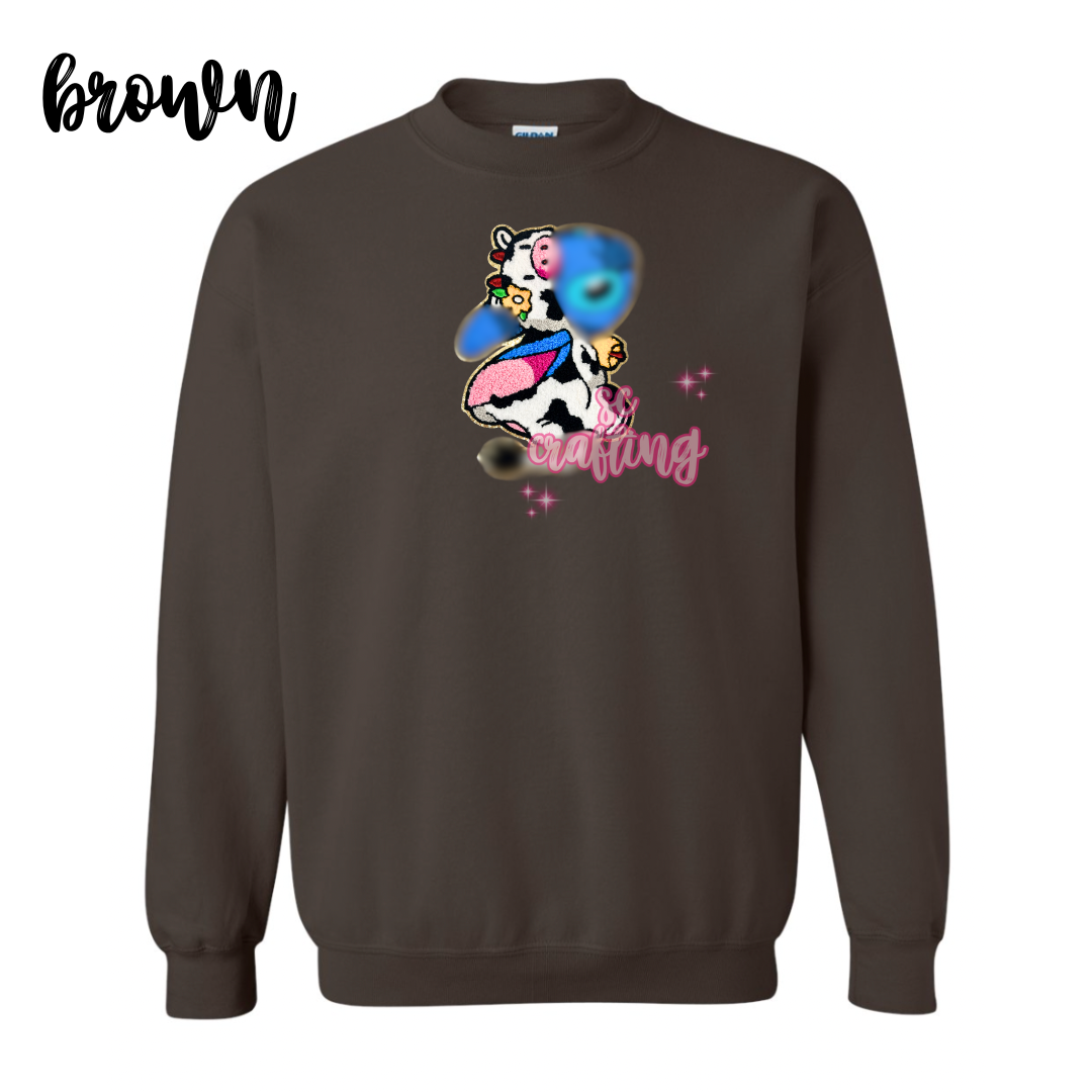 Blue Cow Patch Crewneck