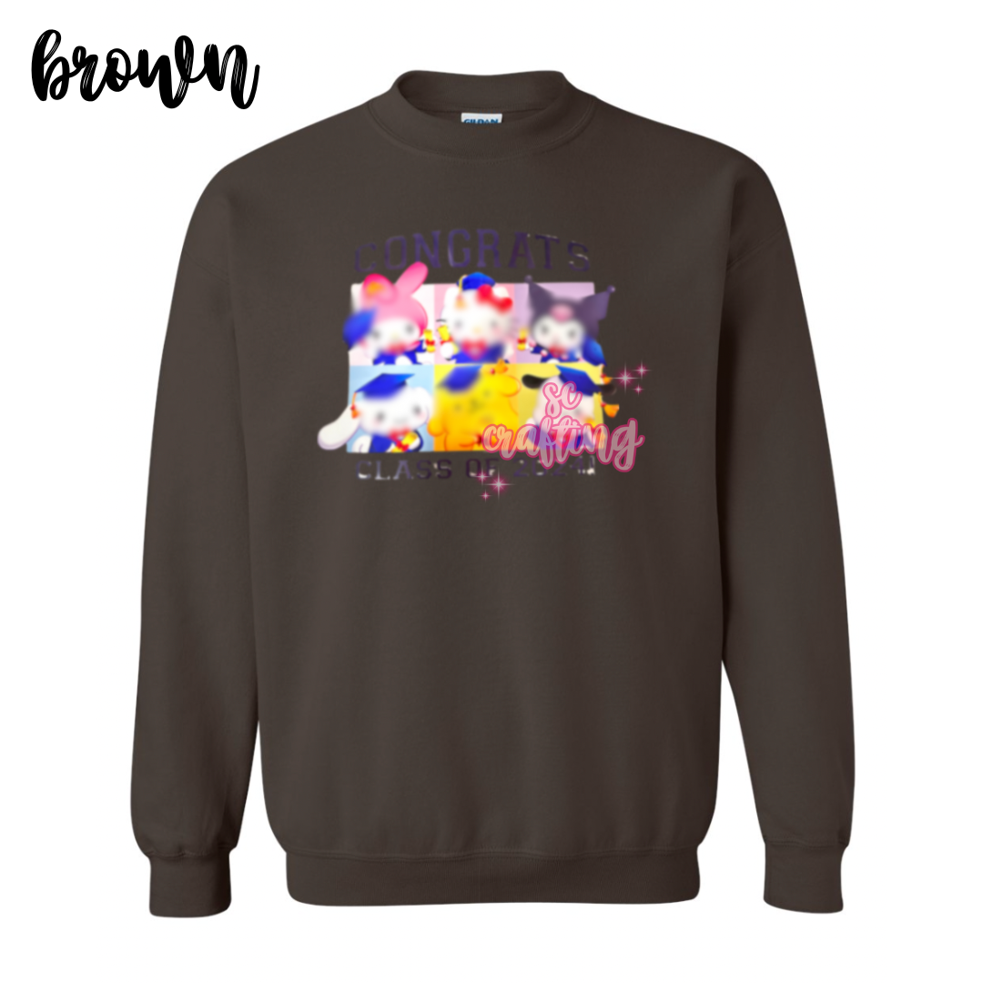 Black Kitty Graduation Crewneck