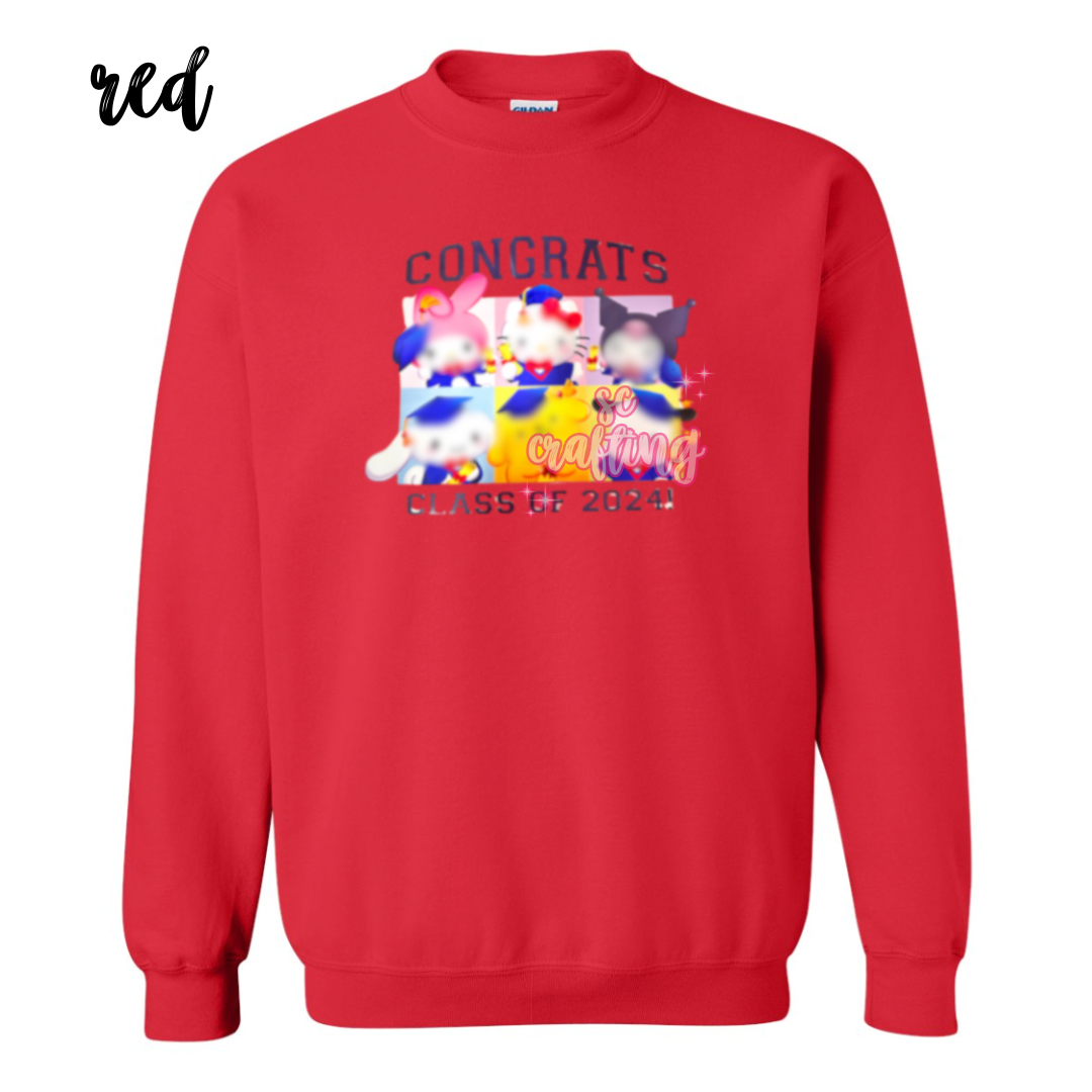 Black Kitty Graduation Crewneck