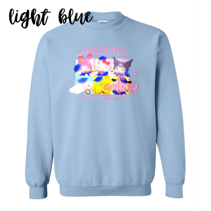 Pink Kitty Graduation Crewneck