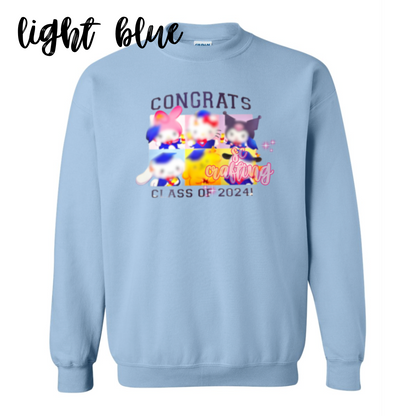 Black Kitty Graduation Crewneck
