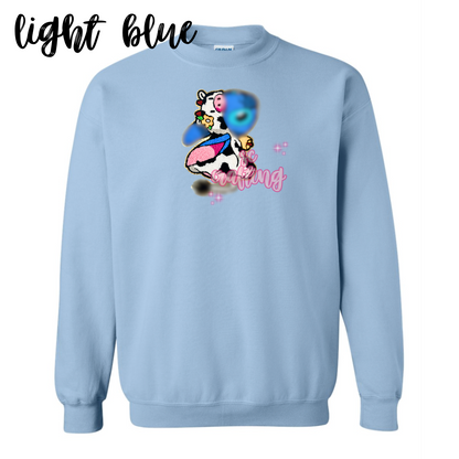 Blue Cow Patch Crewneck
