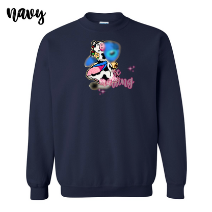 Blue Cow Patch Crewneck