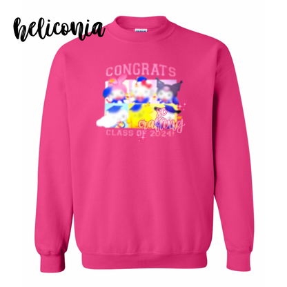 Pink Kitty Graduation Crewneck