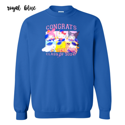 Pink Kitty Graduation Crewneck