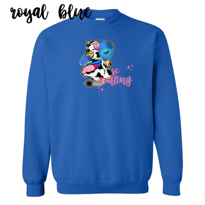 Blue Cow Patch Crewneck