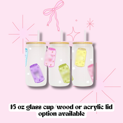 Kawaii Soda 16 oz Glass Can