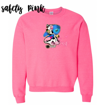 Blue Cow Patch Crewneck