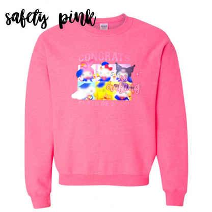 Pink Kitty Graduation Crewneck