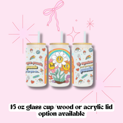 La Que Puede 16 oz Glass Cup
