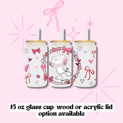 Coquette Dog 16 oz Glass Cup