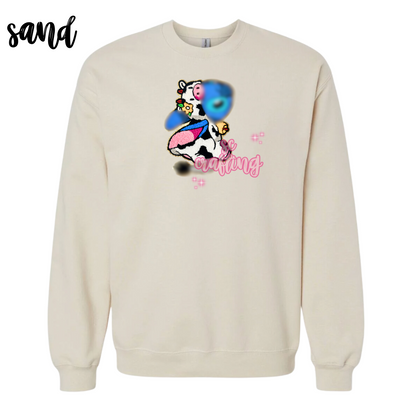 Blue Cow Patch Crewneck