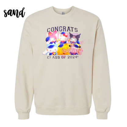 Black Kitty Graduation Crewneck