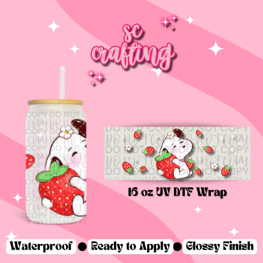 Strawberry Dog 16 oz Cup Wrap - EXCLUSIVE