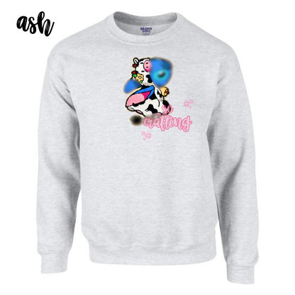 Blue Cow Patch Crewneck