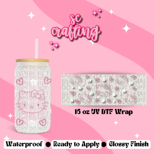 Kitty White & Pink 16 oz Cup Wrap
