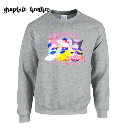 Pink Kitty Graduation Crewneck