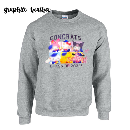 Black Kitty Graduation Crewneck