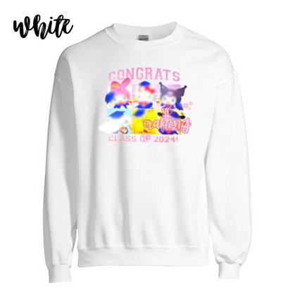 Pink Kitty Graduation Crewneck