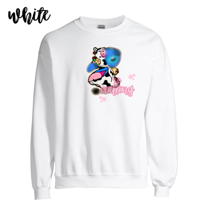 Blue Cow Patch Crewneck