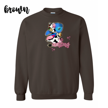 Blue Cow Patch Crewneck
