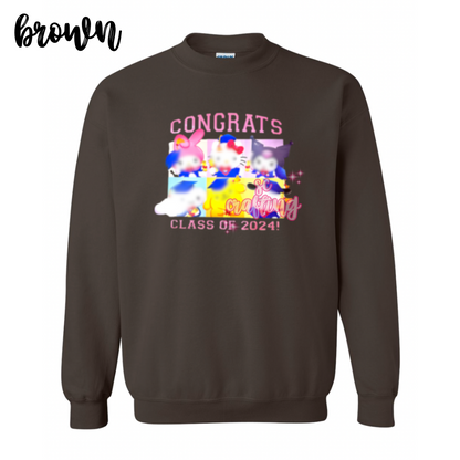 Pink Kitty Graduation Crewneck