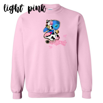 Blue Cow Patch Crewneck