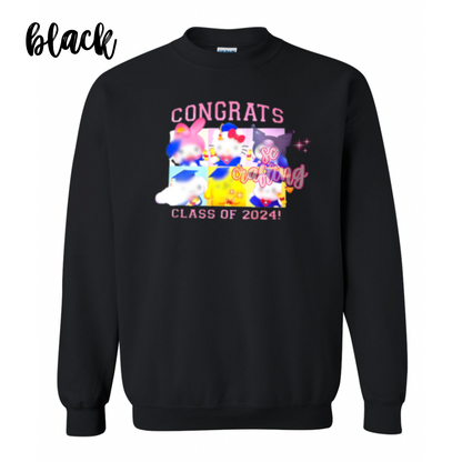 Pink Kitty Graduation Crewneck