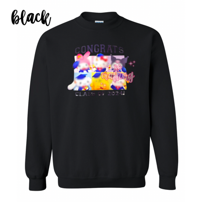 Black Kitty Graduation Crewneck