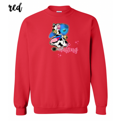 Blue Cow Patch Crewneck