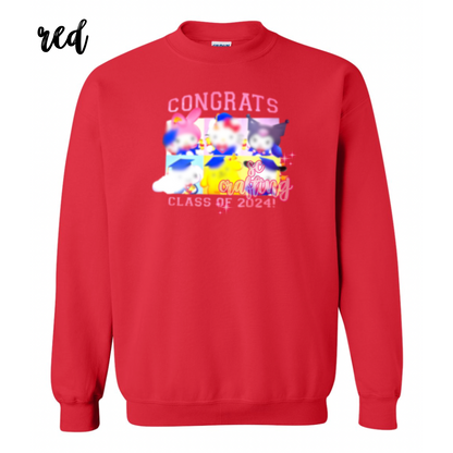 Pink Kitty Graduation Crewneck